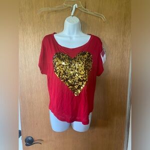 Gold Sequin Heart Top NWT Sz S
